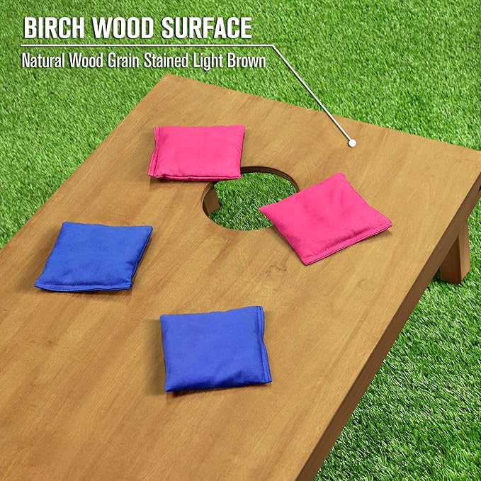 GoSports 4 ft x 2 ft Regulation Size Wooden Cornhole Boards Set - Includes Carrying Case - Full
