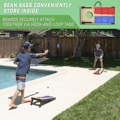 GoSports 2 ft x1 ft Portable Size Cornhole - Choose Classic or Wood Designs - Game Set with 6 Bean