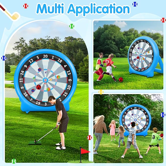 6FT Inflatable Dartboard, Giant Kick Darts Soccer Darts Golf & Throw Dart with Air Pump, Giant