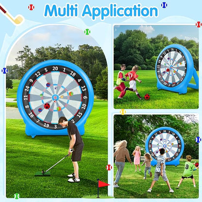 6FT Inflatable Dartboard, Giant Kick Darts Soccer Darts Golf & Throw Dart with Air Pump, Giant