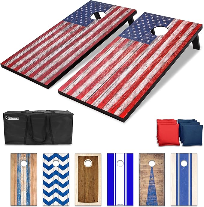 GoSports Portable Cornhole Sets, 8 Styles – Choose 4 x 2 ft or 3 x 2 ft - Boards Include 8 Bean