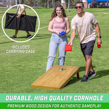 GoSports 4 ft x 2 ft Regulation Size Wooden Cornhole Boards Set - Includes Carrying Case - Full