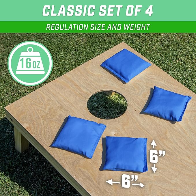 GoSports Classic Cornhole Bean Bags Set of 4-16 Colors Available - Regulation All Weather, Mix and