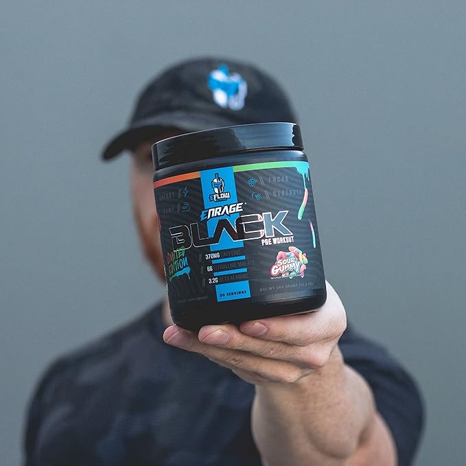 eFlow Nutrition Enrage Black High Stimulant Pre Workout Supplement - Preworkout Powder to Boost