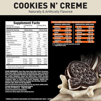 Body Fortress Super Advanced Whey Protein Powder, Cookies N??Creme, 60g Protein & 12g BCAAs Per 2