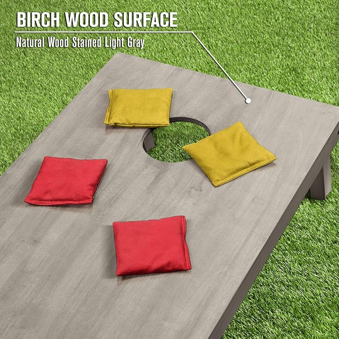 GoSports 4 ft x 2 ft Regulation Size Wooden Cornhole Boards Set - Includes Carrying Case and Bean