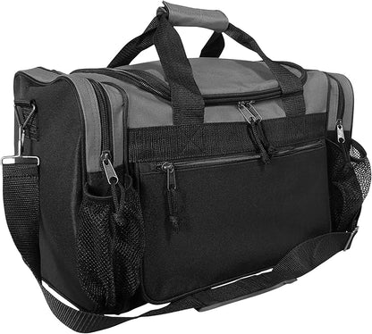 DALIX 17" Duffle Bag Dual Front Mesh Pockets (Black Gold Gray Dark Green Navy Blue Maroon Royal