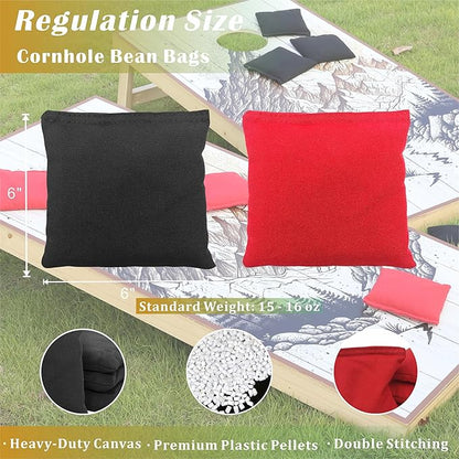 Cornhole Board Set 4FTx2FT Solid Wood Regulation Size Cornhole Set Includes 8 Cornhole Bags for