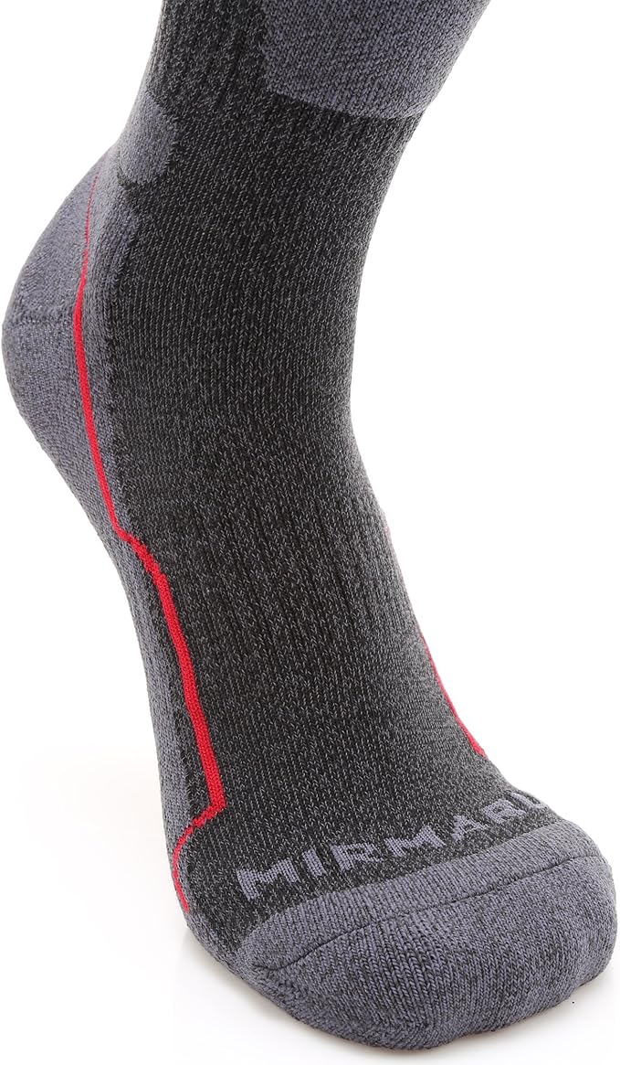 MIRMARU Men's 5 Pairs Hiking Outdoor Trail Running Trekking Moisture Wicking Cushion Crew Socks