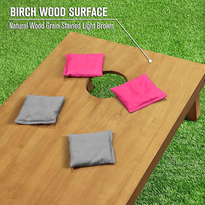 GoSports 4 ft x 2 ft Regulation Size Wooden Cornhole Boards Set - Includes Carrying Case - Full