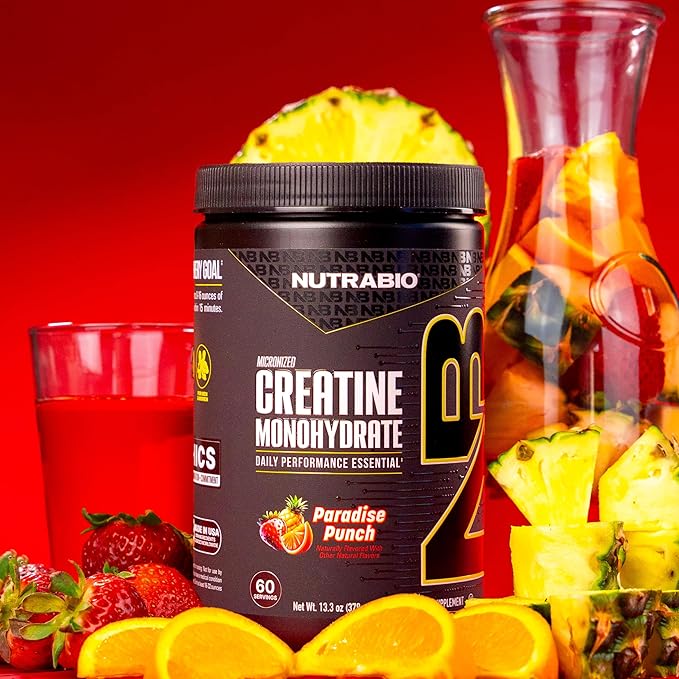 NutraBio Pure Micronized Creatine Monohydrate Powder Supplement,Paradise Punch