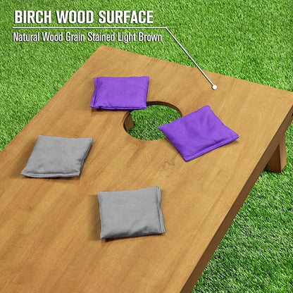 GoSports 4 ft x 2 ft Regulation Size Wooden Cornhole Boards Set - Includes Carrying Case - Full