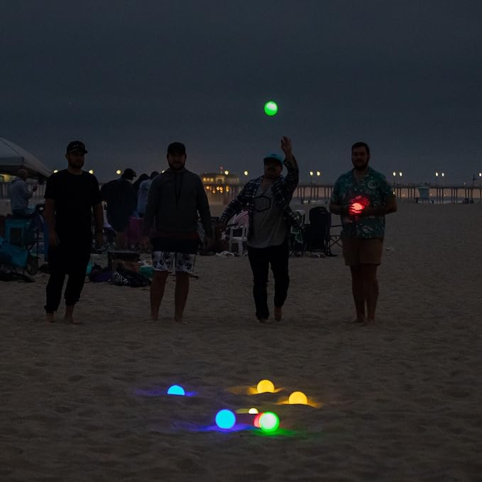 GoSports LED Bocce Ball Game Set - Includes 8 Light Up Bocce Balls, Pallino, Case and Measuring