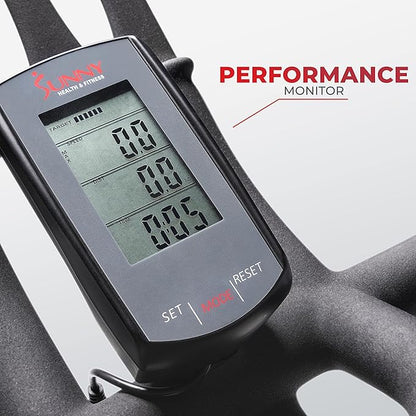 Sunny Health & Fitness Indoor Cycling Exercise Bike w/Pulse Sensors & 4-Way Adjustable Seat