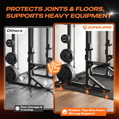 SUPERJARE 0.56'' Thick 48 Sq Ft Rubber Top Gym Flooring for Home Gym