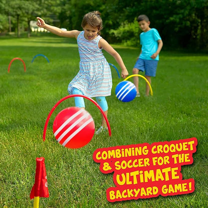 Franklin Sports Kick Croquet Game Set - Perfect for Kids and Adults - Combines Soccer and Croquet