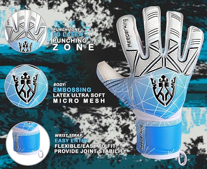 Soccer Goalie Goalkeeper Gloves for Kids Boys Youth & Adult,Latex Strong Grip Palms with Removable