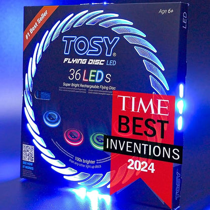 TOSY Flying Disc - 36 Mono-Color LEDs, Extremely Bright, Smart Modes, Camping Essentials for