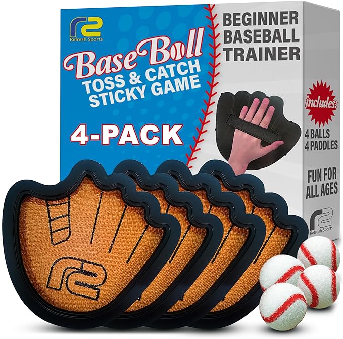 Toss and Catch Ball Game Set - Easy to Use Sticky Balls & Beginner Baseball Training Glove