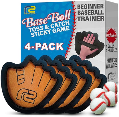 Toss and Catch Ball Game Set - Easy to Use Sticky Balls & Beginner Baseball Training Glove