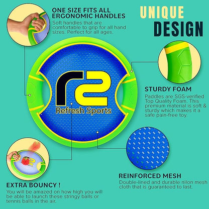 Fun Bouncy Paddle & Stringy Ball Toss & Catch Game - Easy to Use for Kids All Ages - Soft Foam