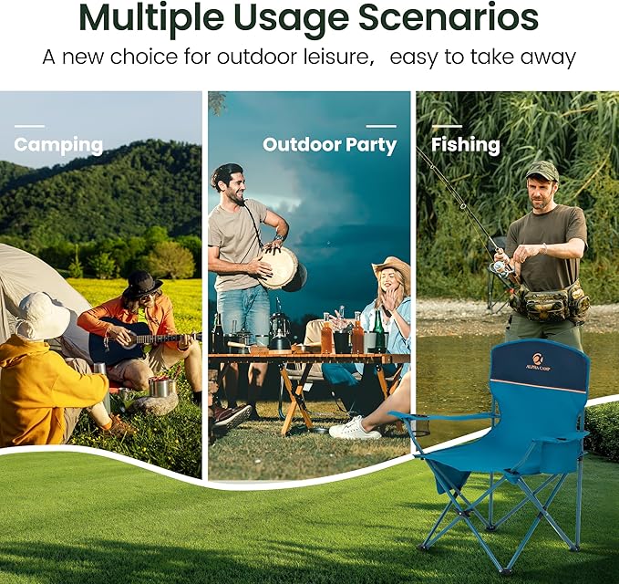 HIGH POINT SPORTS 2 Pack Portable Camping Chair for Adults, Folding Outdoor Camp Chair Lightweight