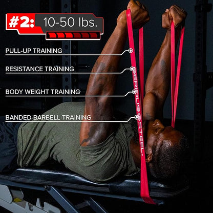 Serious Steel 41" Assisted Pull-up Band, Heavy Duty Resistance Band Sets, Stretching, Powerlifting