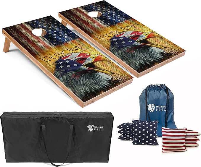 Tailgating Pros Cornhole Boards - 4'x2' Lightweight Cornhole Game- Includes Carrying Case, Set of 8