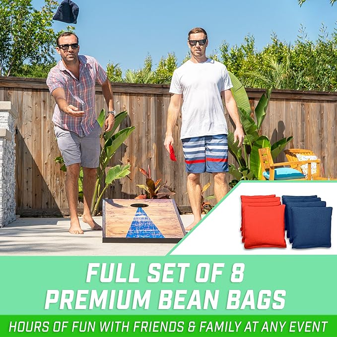 GoSports Portable Cornhole Sets, 8 Styles – Choose 4 x 2 ft or 3 x 2 ft - Boards Include 8 Bean