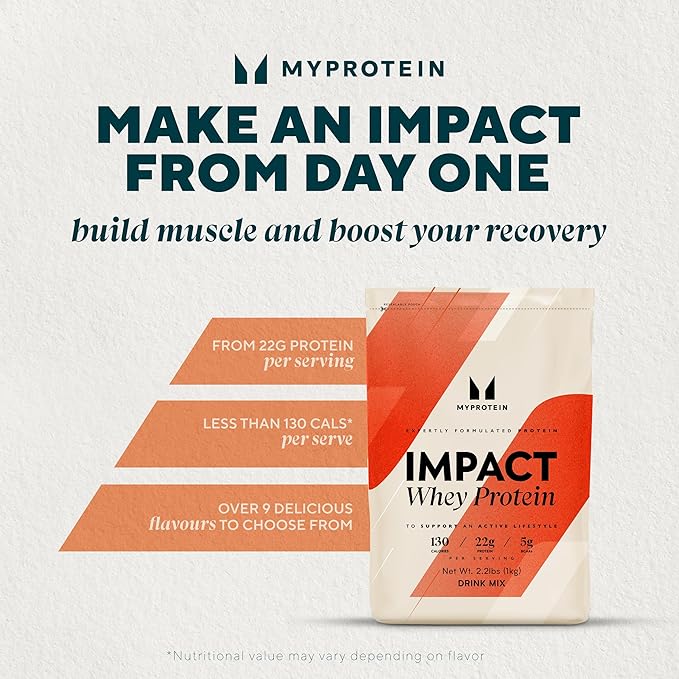 Myprotein Impact Whey Protein Powder, 2.2 Lbs (32 Servings) Chocolate Brownie, 22g Protein & 5g