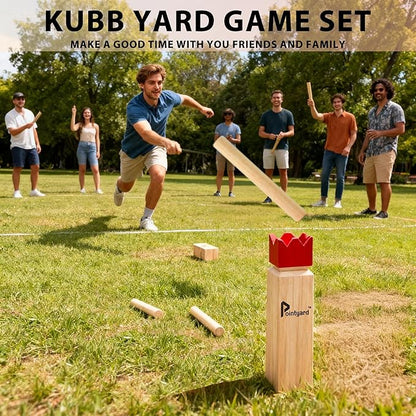 Pointyard Kubb Yard Game Set, Kubb Game Set with Carrying Bag - Wooden Toss Game Set for Outdoor