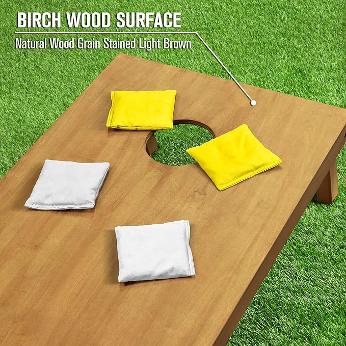 GoSports 4 ft x 2 ft Regulation Size Wooden Cornhole Boards Set - Includes Carrying Case - Full