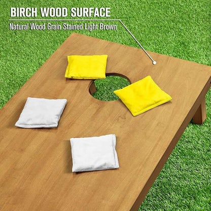 GoSports 4 ft x 2 ft Regulation Size Wooden Cornhole Boards Set - Includes Carrying Case - Full
