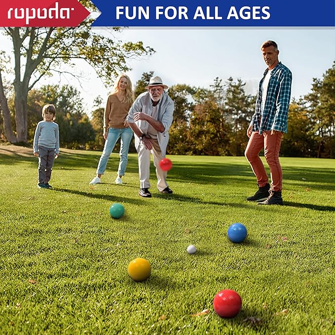 ropoda 90mm Bocce Ball Set, Lighter Bocce Ball for Beginners with 8 Balls, Pallino, Case and