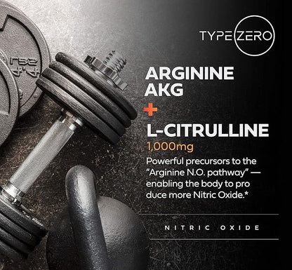 Type Zero Nitric Oxide 6X Booster, 150 Veggie Capsules - Natural Supplement - Beetroot, Arginine