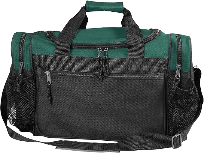DALIX 17" Duffle Bag Dual Front Mesh Pockets (Black Gold Gray Dark Green Navy Blue Maroon Royal