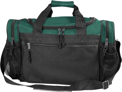 DALIX 17" Duffle Bag Dual Front Mesh Pockets (Black Gold Gray Dark Green Navy Blue Maroon Royal