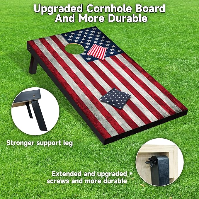 Cornhole Board Set with Carrying Bags & 8 Bean Bags Corn Hole Boards Bean Toss Game for Adults