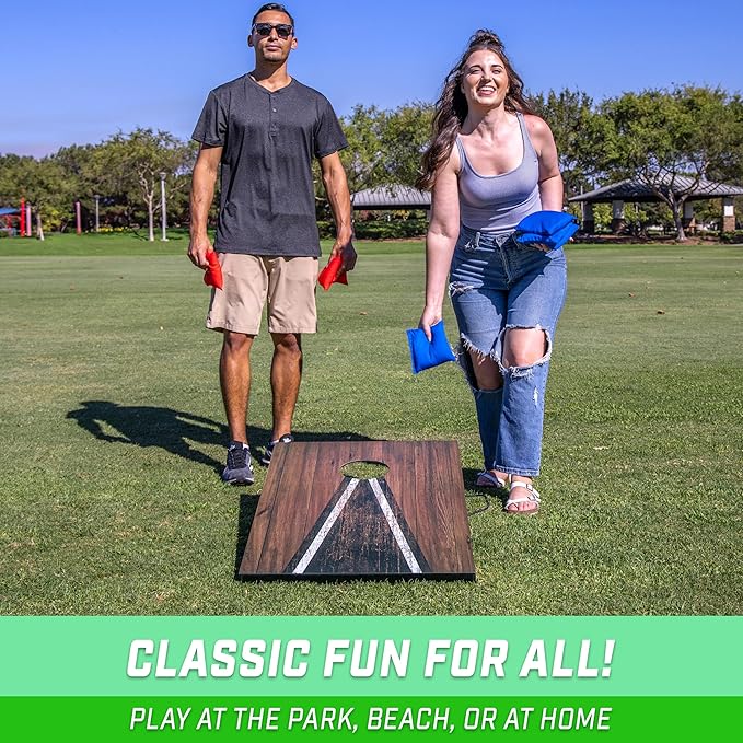 GoSports 3 x 2 ft Cornhole Board Set - Portable Outdoor Toss Game for Adults & Family - Includes