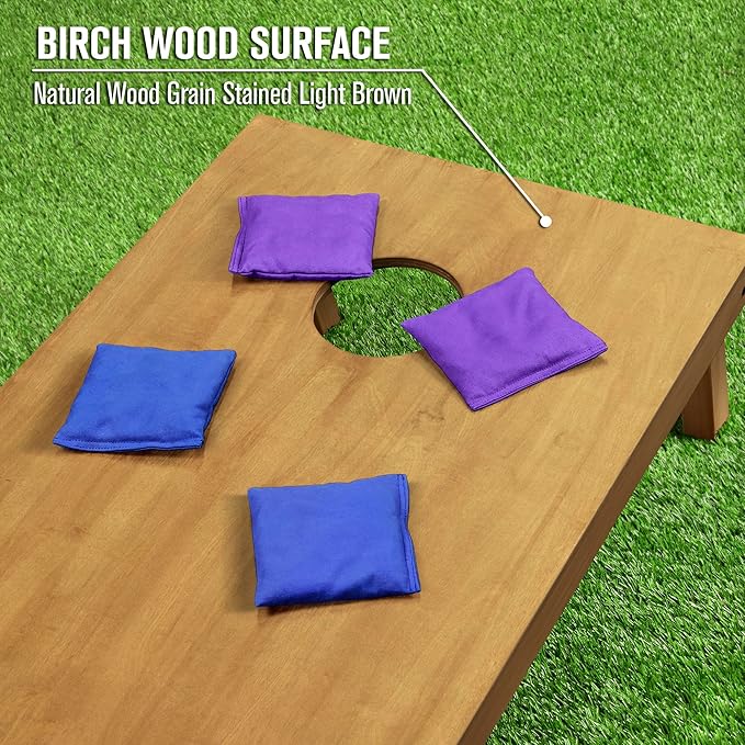 GoSports 4 ft x 2 ft Regulation Size Wooden Cornhole Boards Set - Includes Carrying Case - Full