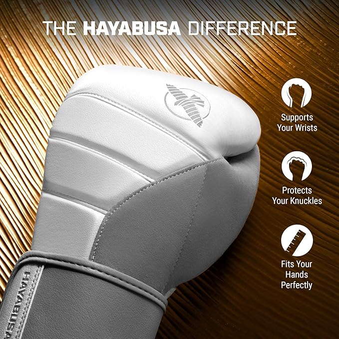 Hayabusa T3 Boxing Gloves for Men and Women Wrist and Knuckle Protection, Dual-X Hook and Loop