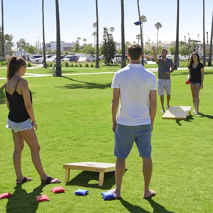 GoSports Solid Wood Premium Cornhole Sets - Choose 4 x 2 ft or 3 x 2 ft - Game Boards Include Set