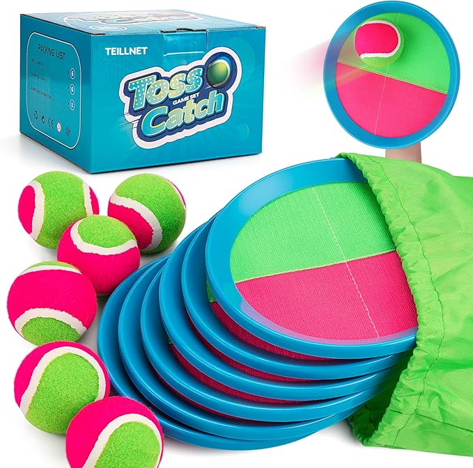 Toss and Catch Ball Set Upgraded - Kids Toys Outdoor Games for Whole Family - Water-Resistant Great