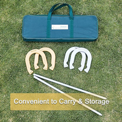 Horseshoes Set, Lawn Horseshoe Outside Game Kit for Teens Adults Families - Includes 4 Horse Shoes