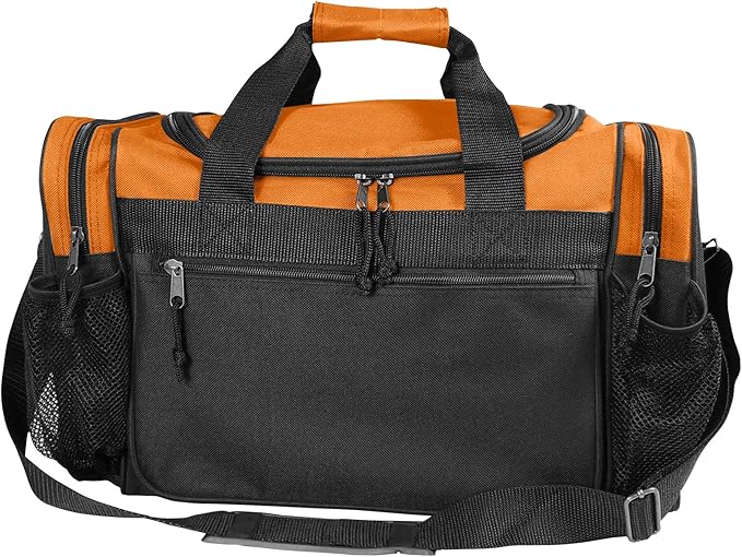 DALIX 17" Duffle Bag Dual Front Mesh Pockets (Black Gold Gray Dark Green Navy Blue Maroon Royal
