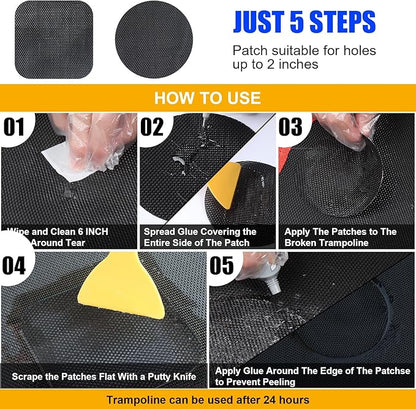 Trampoline Patch Repair Kit - 3 Sizes Patches for Trampoline Mat Tear or Hole
