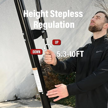 Basketball Hoop 44&48 Inch Backboard Portable Basketball Hoop Outdoor,5.3-10ft Stepless Regulation