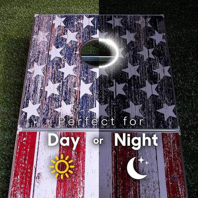 GoSports 4 x 2 ft Aluminum Cornhole Game Sets – Choose LED Lights or Standard - Set Includes 2