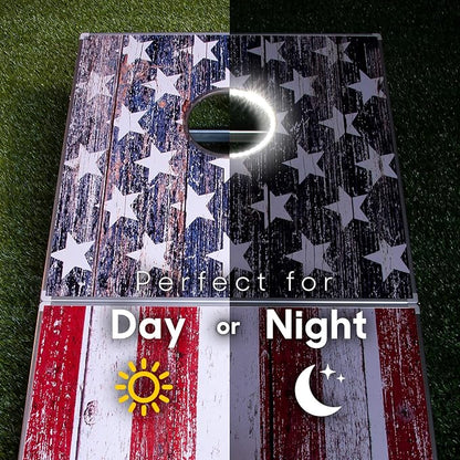 GoSports 4 x 2 ft Aluminum Cornhole Game Sets – Choose LED Lights or Standard - Set Includes 2