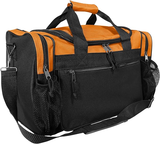 DALIX 17" Duffle Bag Dual Front Mesh Pockets (Black Gold Gray Dark Green Navy Blue Maroon Royal